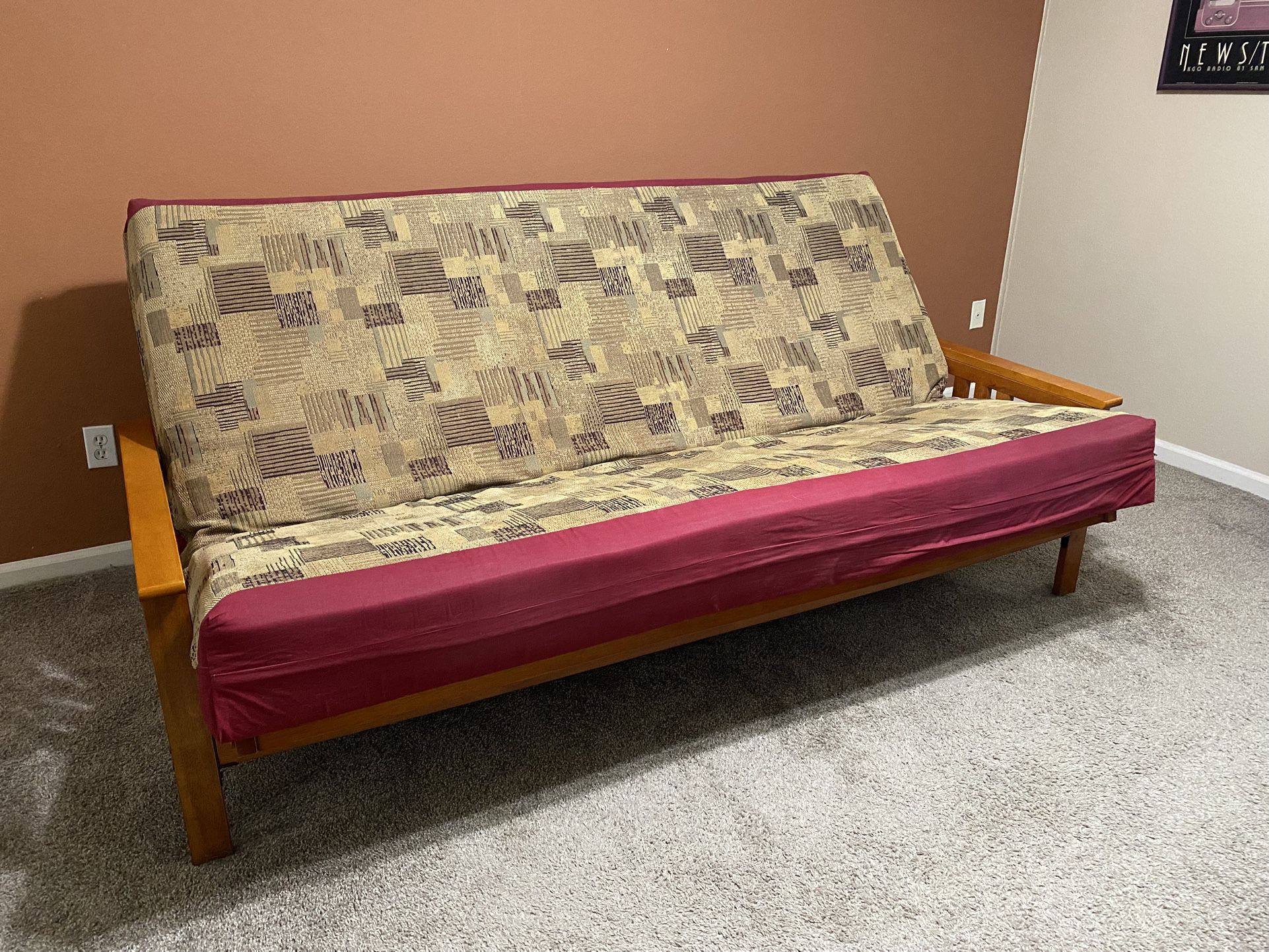 Futon Couch - Wooden, Queen Sized Bed