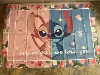 Stitch & Angel Theme Gender Reveal Banner
