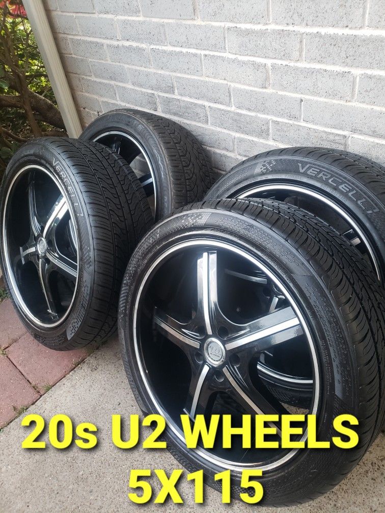 20s U2 WHEELS 5X115 CHARGER CALLENGER 300M "NEW  TIRES" 245 45 r20
