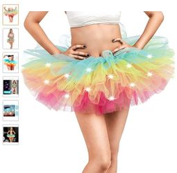 Adult Tutu Skirt,Tulle Tutu Skirt for Women with LED Neon 5 Layers Tulle Ballet Skirts for Party Dance