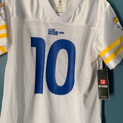 LOS ANGELES RAMS EX PLAYER COOPER KUPP JERSEYS KIDS SIZE LARGE 10-12 ONLY JERSEY IN WHITE COLOR 