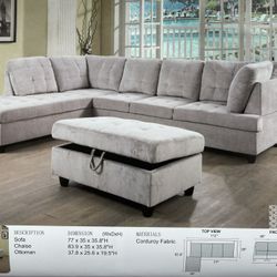 Brand New Grey Fabric Combination Sofa Set 