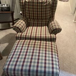 Prime  Condition Schweiger Plaid Chair & Ottoman