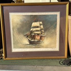 John Kelly Ghosting Along, Signed  Ship Lithograph