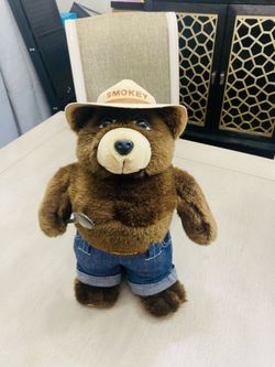 Smokey Bear Clothed Plush Bear Cowboy Hat, Jeans & Belt Brown/Blue/Tan