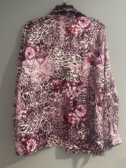 Women's Floral Leopard Print Button-Up Shirt