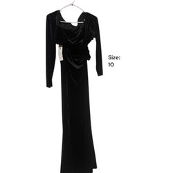 New Long Black Velvet Dress-Size10