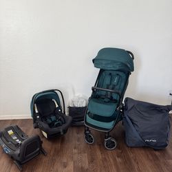 Nuna complete Travel system TRVL stroller & PIPA Lite RX car seat - lagoon green