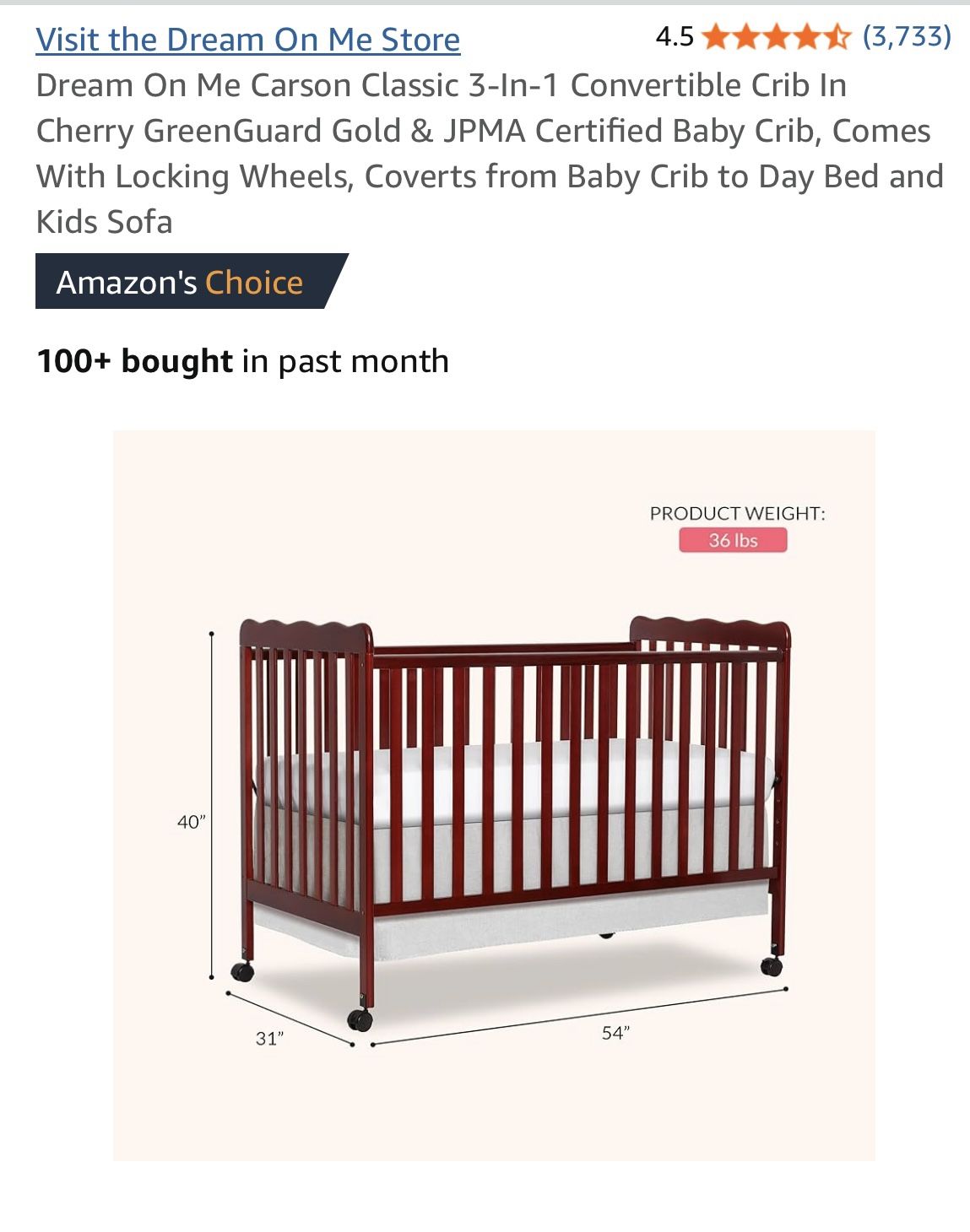 Baby crib And Mattress