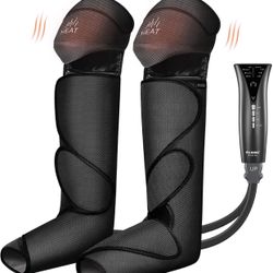  Foot and Leg Massager for Circulation and Pain Relief with Knee Heating Therapy - Handheld Controller 3 Modes 3 Intensities - FSA HSA Eligible