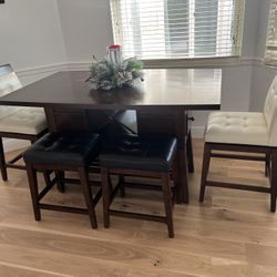 Solid Wood Dining Table & Chairs For Sale