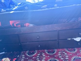 Dark Wood Bed Frame with Storage Drawers