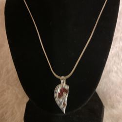 Silver Necklace With Half Heart 💔 Best Friend Pendant (24” Long)