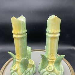 Vintage Pair Of TG Italy 8” Ceramic Candle Holders VG