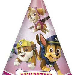 Paw Patrol Pink Birthday Party Supplies 8 Pack Cone Party Hats

