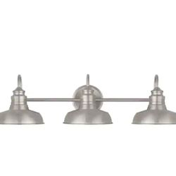 29 in. 3-Light Brushed Nickel Vanity with Metal Shades