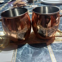 Vintage Godinger Copper Mugs Pair