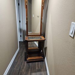 Vintage Hall Coat Rack With Mirror And Light