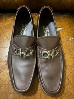 Men's SALVATORE FERRAGAMO 'Master' Dark Brown Leather Loafers Size US 11.5