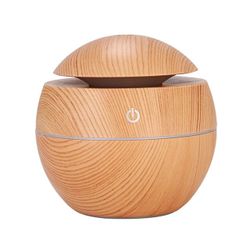 NEW Cool Mist 130ml LED Ultrasonic Colors Light and Portable Humidifier Aroma LIGHT WOOD COLOR