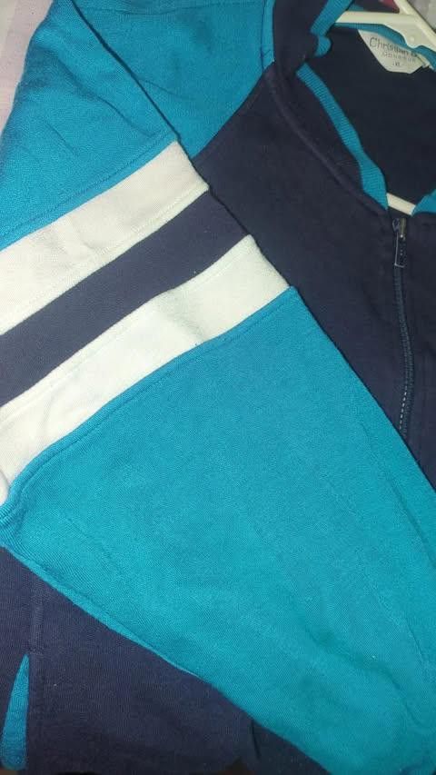 Vintage Christian Dior Monsieur Navy Blue/ Turquoise Zip-Up Track Jacket
