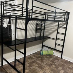 Twin size loft bed with desk