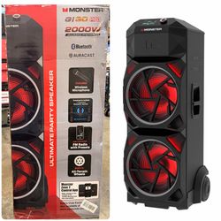 NEW! Monster GI30 Pro High Power 2000W Bluetooth Party Speaker with deep bass and RGB LED Lights Brand New In Box