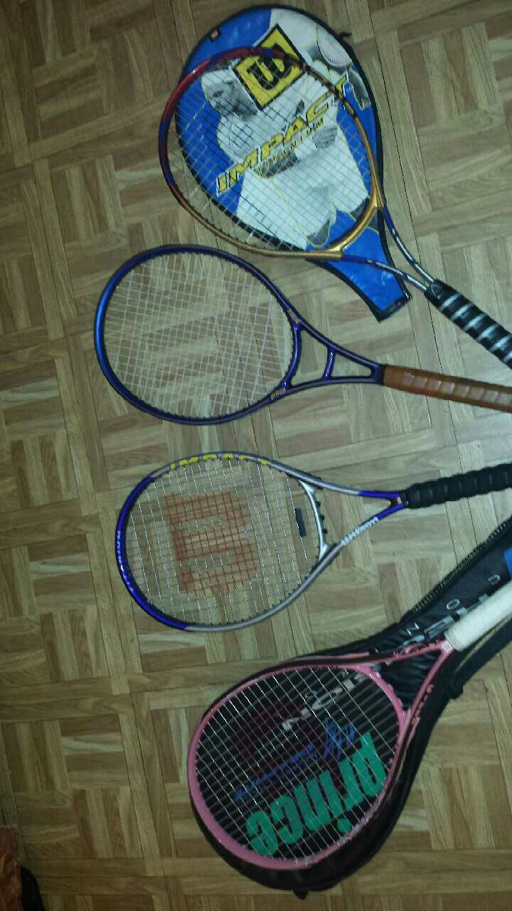 4 good tennis rackets all for 100