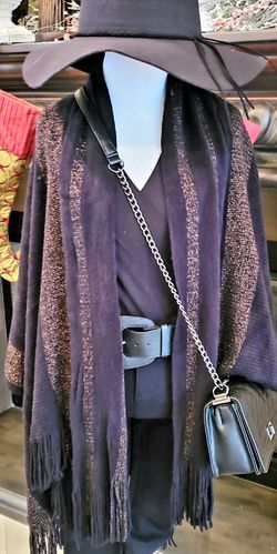 Black Shaw With Bronze Metallic Thread