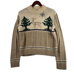 VINTAGE Liz Claiborne Womens Crewneck Sweatshirt Sz SMALL 100% WOOL