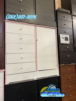 Baby closet wardrobe White w/ pink trim 5 drawer Ropero para niños