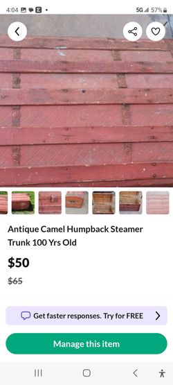 Antique Camel Humpback Steamer Trunk 100 Yrs Old