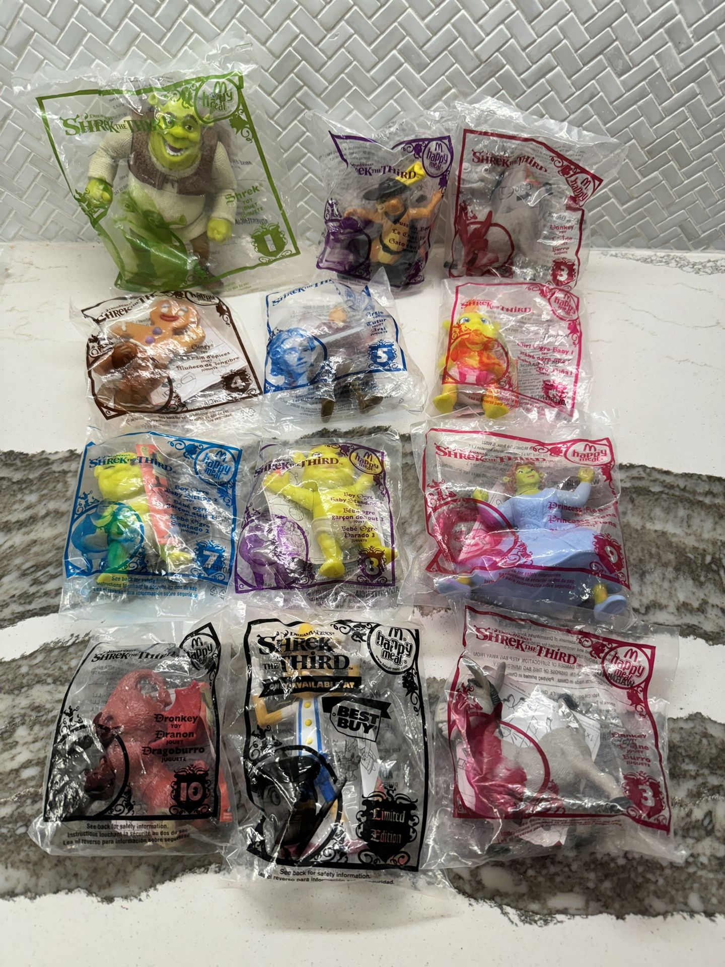 SHREK the Third movie toy set (all 10) DreamWorks McDonald's McD (2007) NIOP +1