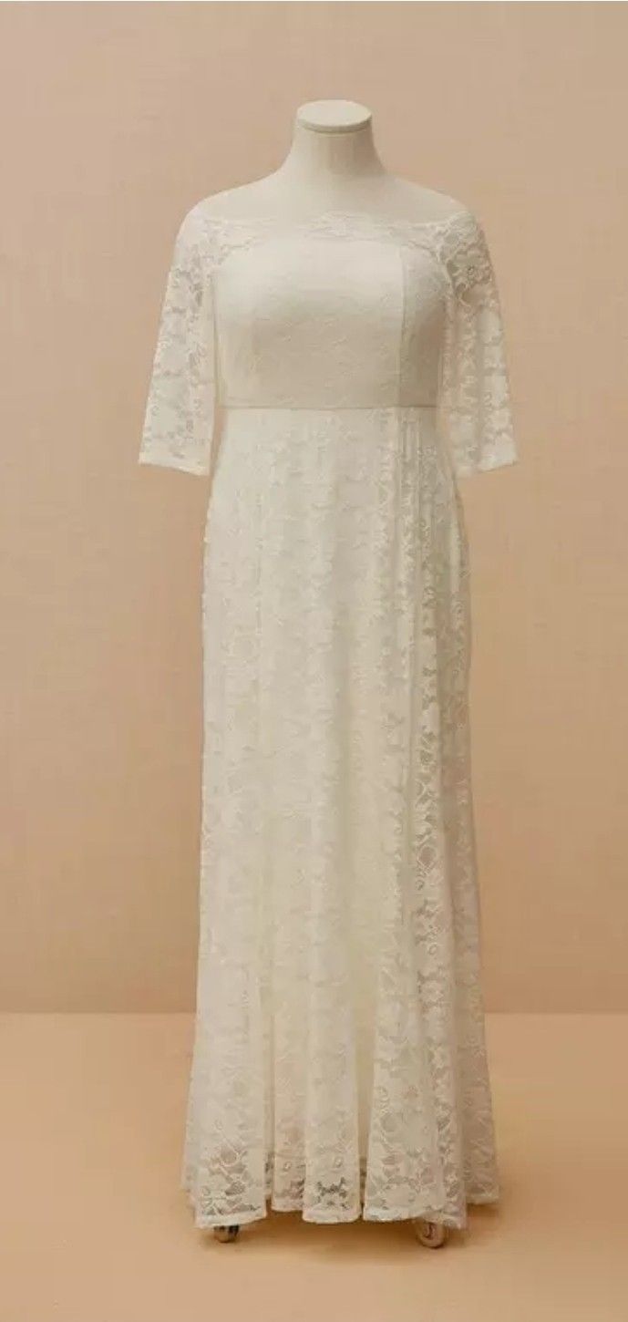 Torrid Ivory Lace Off Shoulder Fit & Flare Wedding Dress