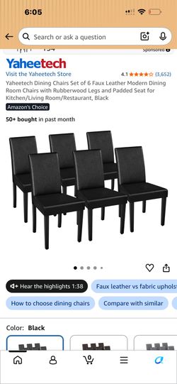 Yaheetech 6 black leather dining room chairs BRAND NEW