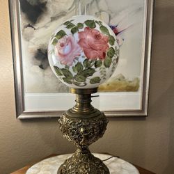 Antique Victorian Gone With the Wind Hurricane Glass Lamp