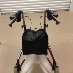 3 Wheel Collapsible Walker w/ Handbrakes & Storage Bag