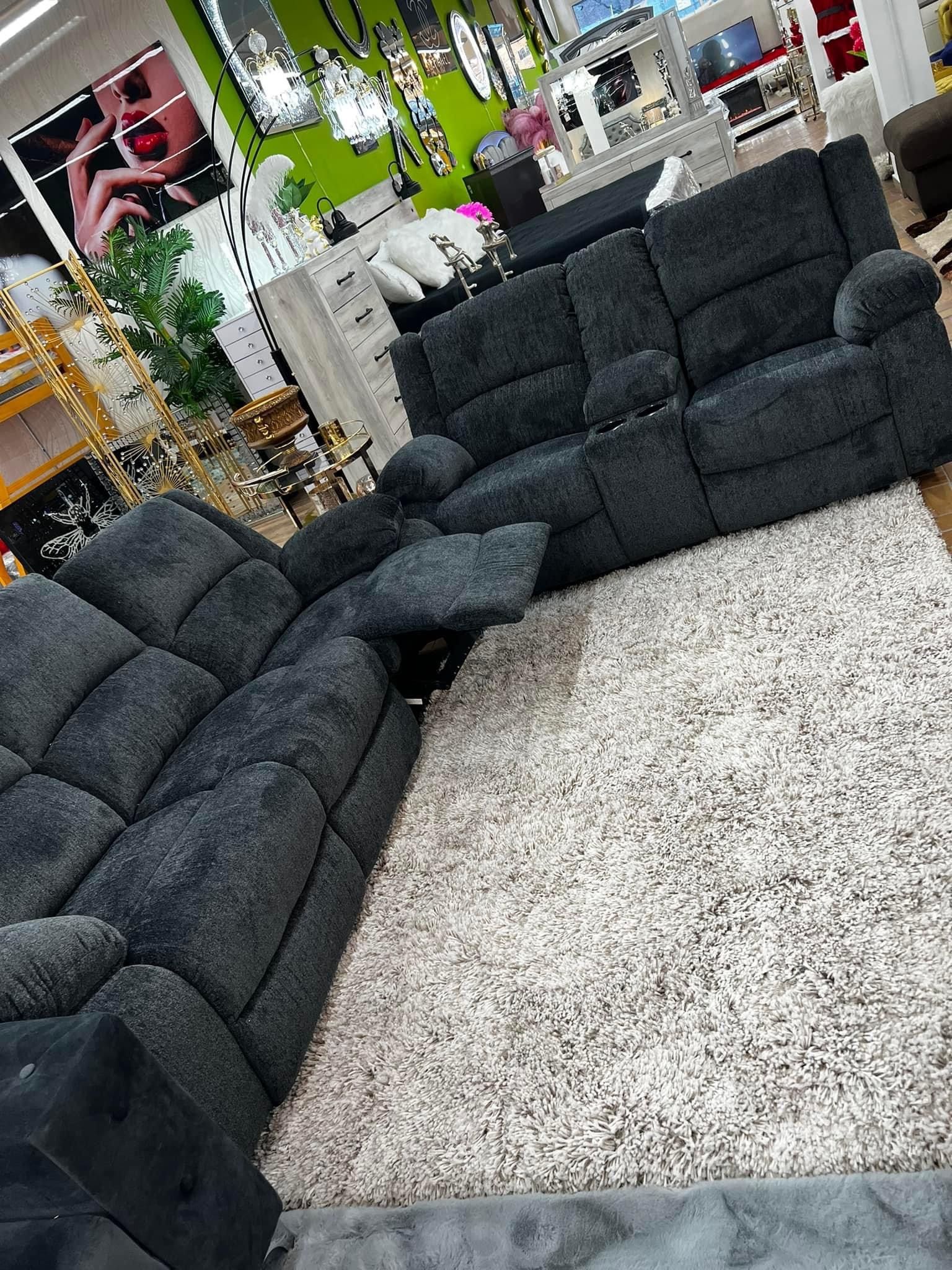 Reclining Sofa And Love Seat In Stock For Immediate Delivery