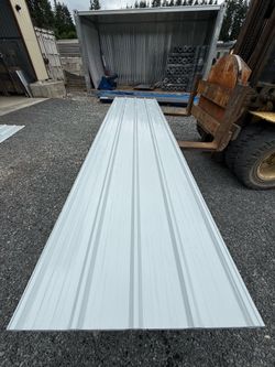 12FT x 3FT White Metal Ribbed Roofing / Siding Panels, 26 Gauge