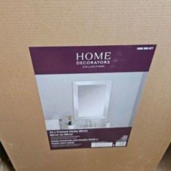 24 in. W x 36 in. H Rectangular Plastic Framed Wall Bathroom Vanity Mirror in Silver (Screws Not Included)