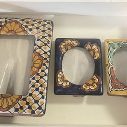 Beautiful Vintage Hand painted Ceramic Picture Frames -  Price Includes All Three Frames