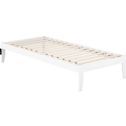 White Twin XL Platform Bed Frame-New