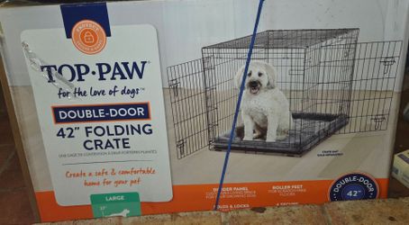 Top Paw 42" Double-Door Folding Dog Crate