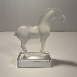 Vintage Lalique France Crystal Cheval Tang Horse Paperweight Figurine Signed