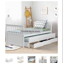 Twin Captain Bed With Drawers And Two Mattress 