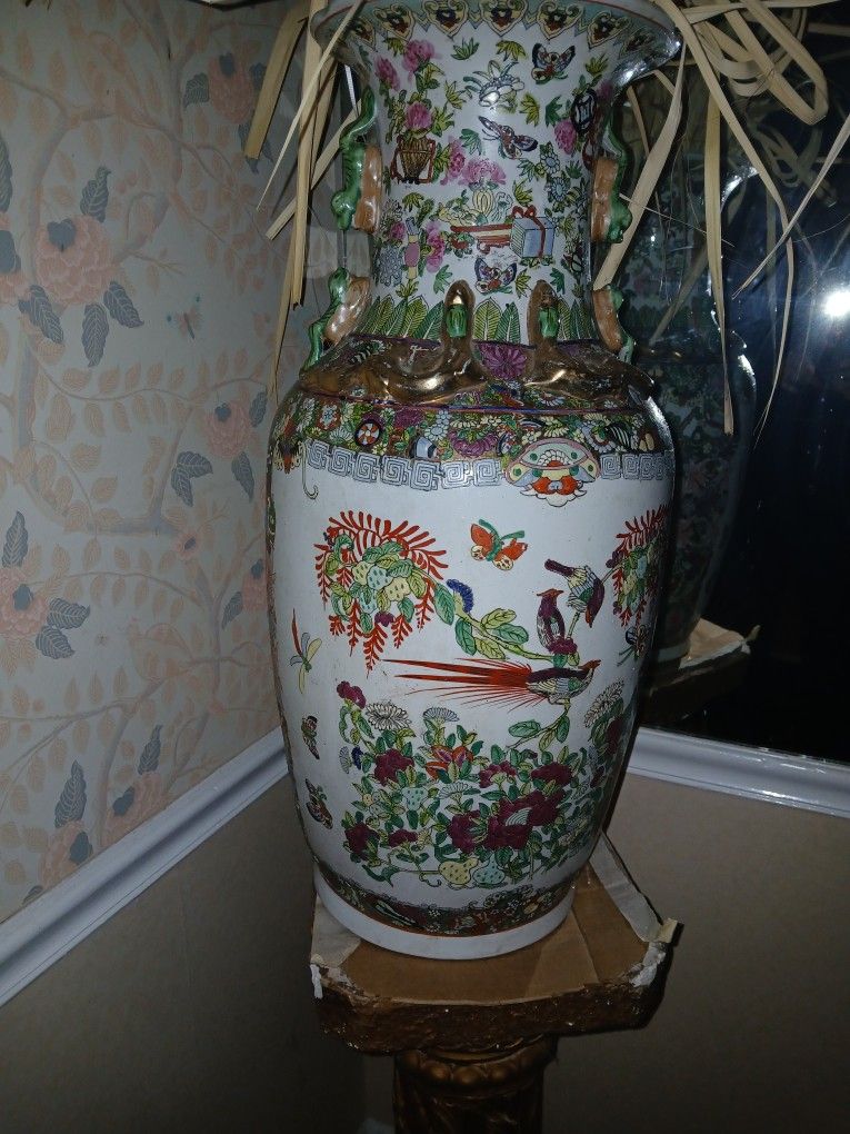 Chinese ginger jar elaborate cold finish