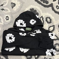 Black And Denim Tear Hoodie 
