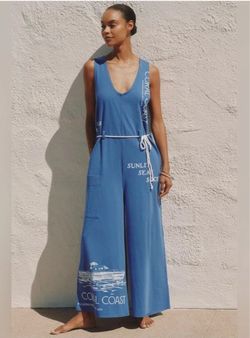 NWT Size S- Anthropologie Celandine Coral Coast Knit Jumpsuit 100% Cotton