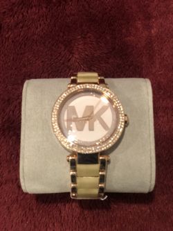 Michael Kors Women's Parker Blush Acetate and Rose Gold-Tone Stainless Steel Bracelet Watch 39mm MK6176