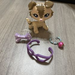 Littlest Pet Shop Brown And Tan Collie With Accessories 